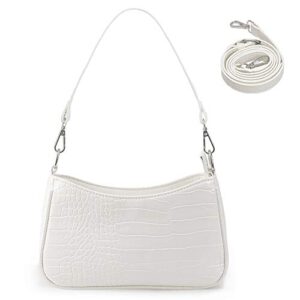 small shoulder bag – with two removable straps retro classic clutch purse tote handbags for woman (white)
