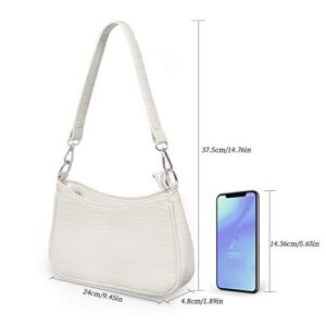 Small Shoulder Bag - With Two Removable Straps Retro Classic Clutch Purse Tote Handbags for Woman (White)