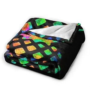 Needlove Pineapple Blanket,Colorful Tie Dye Pineapple Print Flannel Fleece Blanket,Super Soft Cozy Warm Fuzzy Throws Blanket for Bed,Couch,Chair,Car,Camping, Inch,All Season - Black 60''X50''