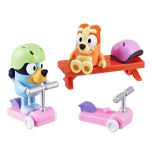 Bluey Dog Vehicle 2-Pack, 2.5-3" Bluey & Bingo Articulated Figures - Scooter Time