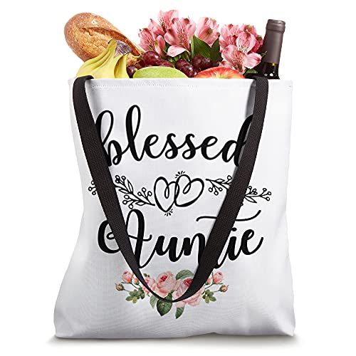 Womens Blessed Auntie Cute Flower Auntie Gift Tee Tote Bag