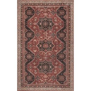 nuloom kathryn machine washable traditional rustic area rug, 8′ x 10′, red