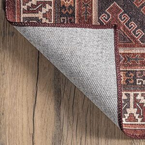 nuLOOM Kathryn Machine Washable Traditional Rustic Area Rug, 8' x 10', Red