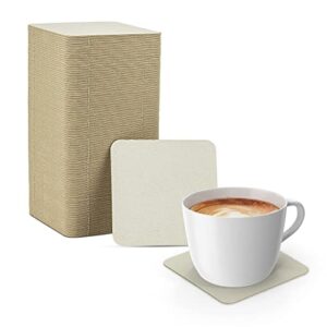 mt products 4” square blank medium weight off-white cardboard coasters for your beverages (125 pieces) – made in the usa