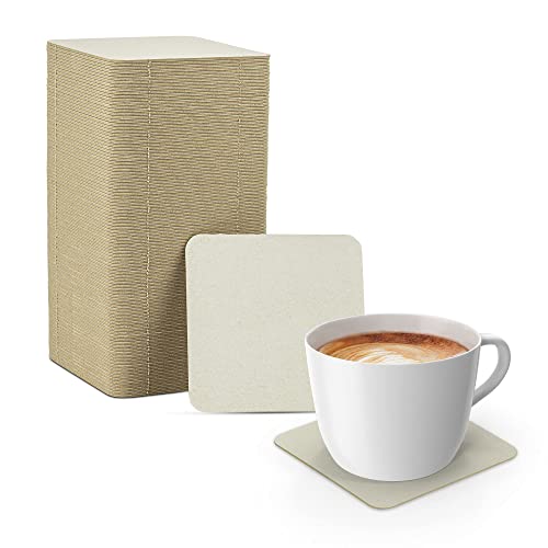 MT Products 4” Square Blank Medium Weight Off-White Cardboard Coasters for Your Beverages (125 Pieces) - Made in The USA