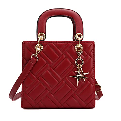 Qiayime Women Purse and Handbag Designer Ladies Fashion PU Leather Top Handle Quilted Satchel Shoulder Totes Crossbody Bag (big red)