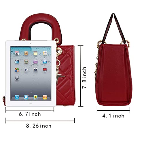 Qiayime Women Purse and Handbag Designer Ladies Fashion PU Leather Top Handle Quilted Satchel Shoulder Totes Crossbody Bag (big red)