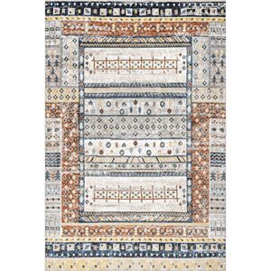 nuLOOM Shannon Machine Washable Geometric Tribal Area Rug, 4' x 6', Beige