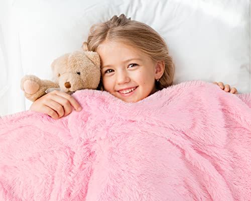 BENRON Light Pink Throw Blankets, Soft Shaggy Fuzzy Sherpa Blankets, Cute Baby Pink Blanket Throw, Cozy Fluffy Faux Fur Blankets for Bed Couch Sofa Washable, 50"x60"