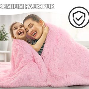 BENRON Light Pink Throw Blankets, Soft Shaggy Fuzzy Sherpa Blankets, Cute Baby Pink Blanket Throw, Cozy Fluffy Faux Fur Blankets for Bed Couch Sofa Washable, 50"x60"