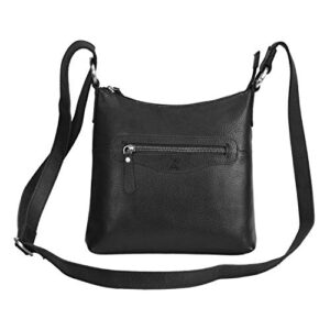 Zinda Genuine Leathers Women's Handbag Crossbody Hobo Top Zip Shoulder Sling (Black)