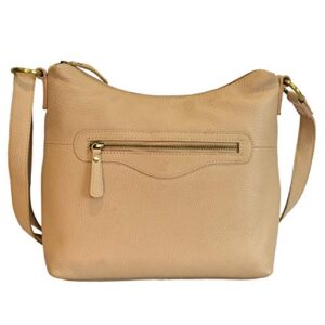 zinda genuine leathers women’s handbag hobo top zip crossbody shoulder sling (beige)