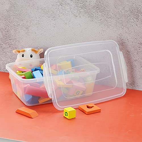 Pekky 6.5 Quart Clear Storage Bin, Plastic Latching Box with Lid, 4 Packs