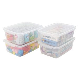 Pekky 6.5 Quart Clear Storage Bin, Plastic Latching Box with Lid, 4 Packs