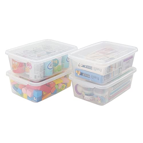 Pekky 6.5 Quart Clear Storage Bin, Plastic Latching Box with Lid, 4 Packs