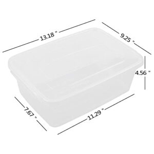 Pekky 6.5 Quart Clear Storage Bin, Plastic Latching Box with Lid, 4 Packs