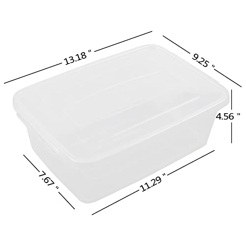 Pekky 6.5 Quart Clear Storage Bin, Plastic Latching Box with Lid, 4 Packs