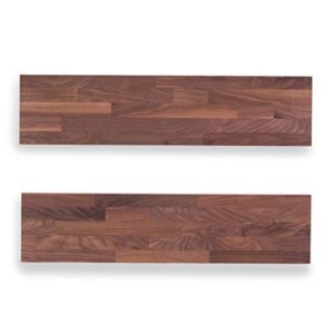 DAKODA LOVE Floating Shelves | Butcher Block | Solid Walnut | Premium Craftsman Quality | Easy Hidden Bracket Wall Mount | Set of 2 (24" L x 8" D)