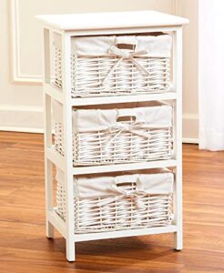 the lakeside collection storage tower with wicker weave baskets – 4 piece set – white