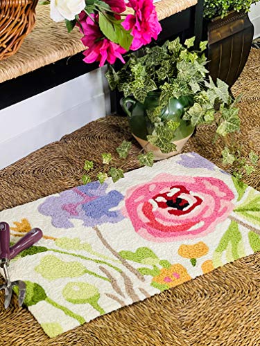 Jellybean Modern Indoor / Outdoor Mat Home Comfort Rugs 20" X 30" Rectangle Happy Flowers