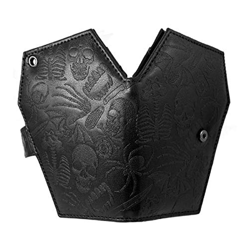 Kreepsville 666 female Embossed Skull Coffin Shape Vegan Wallet, Black, Medium