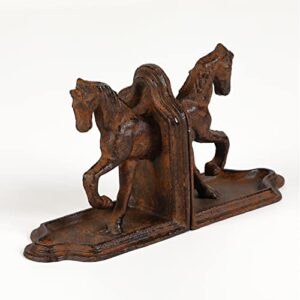 jemeni 2 pack farmhouse galloping horse bookends, rusty finish