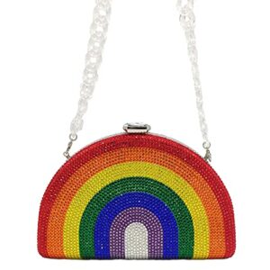 Rainbow Bags For Women Crystal Clutch Purse Evening Bag Fashion Party Rhinestone Handbags