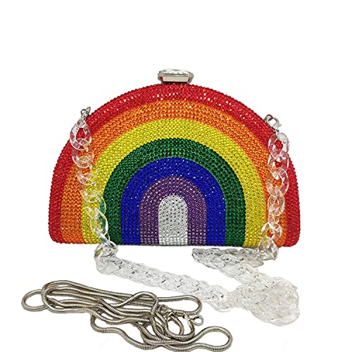 Rainbow Bags For Women Crystal Clutch Purse Evening Bag Fashion Party Rhinestone Handbags