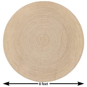 WOVEN ST. Performance Braided Round Area Rug | Carpets Suitable for Living Room, Bedroom, Dining Room, Home Décor | Luxurious Handcrafted Traditional Rugs | PET-Yarn | 8’ Round | Modern Rugs