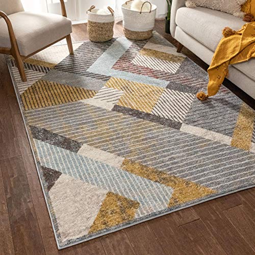 Well Woven Jayce Grey Modern Geometric Boxes & Shapes Pattern Area Rug 8x10 (7'10" x 10'6")