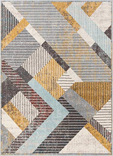 Well Woven Jayce Grey Modern Geometric Boxes & Shapes Pattern Area Rug 8x10 (7'10" x 10'6")