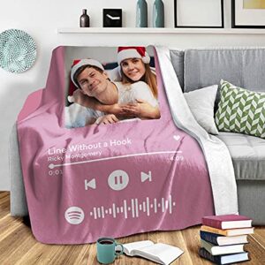 custom blanket with picture scan spotify code photo pink blanket personalized fleece blanket throw crib soft blanket design your own blanket baby adult bed decor bedroom birthday wedding gift 40×50