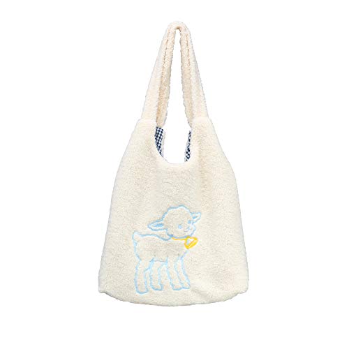 UERRUAM Cute Tote Bags Aesthetic Kawaii Purse Fluffy Tote Bag Faux Fur Bag for Women with Interior Pockets