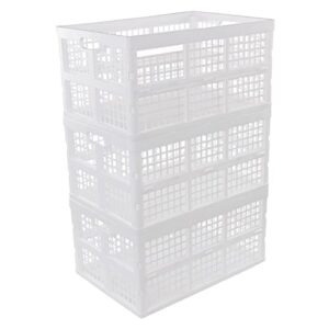 Dehouse 3-Pack Large Folding Storage Basket, 40 L Plastic Collapsible Storage Crate, White