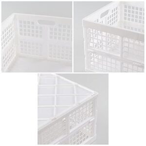 Dehouse 3-Pack Large Folding Storage Basket, 40 L Plastic Collapsible Storage Crate, White