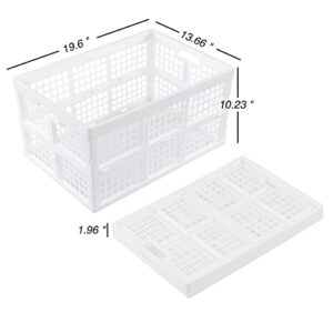 Dehouse 3-Pack Large Folding Storage Basket, 40 L Plastic Collapsible Storage Crate, White