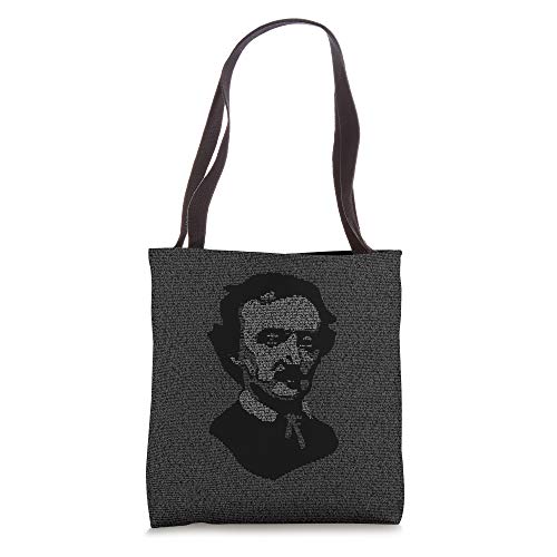 Edgar Allan Poe The Raven Typography Portrait Book Pattern Tote Bag