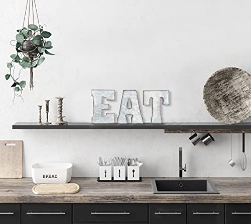 Zoreal Galvanized EAT Sign Rustic Metal Letters Free Standing Decorative Sign Wall Decor