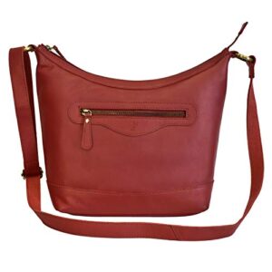 zinda genuine leathers women’s handbag hobo top zip shoulder sling crossbody (red)
