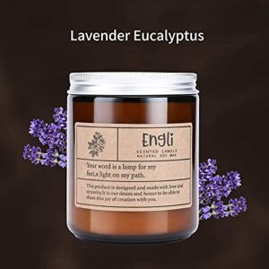 Engli Scented Candles Lavender & Eucalyptus, Aromatherapy Candles ,40 Hour Long Lasting Soy Candle