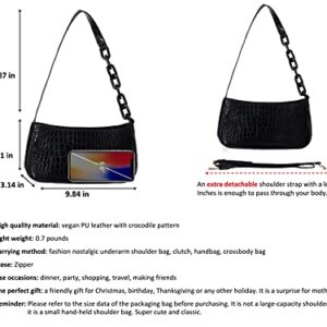 wearigoo Clutch Purses Shoulder Bag for Women Small Cute Classic Evening Hand Bag Tote Shoulder Crossbody Bags with Long Strap and Top Zipper Closure Black
