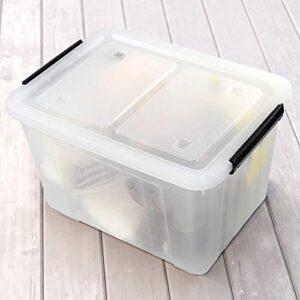 Dehouse 30 L Clear Large Storage Box, 4-Pack Plastic Storage Bins with Lids and Wheels