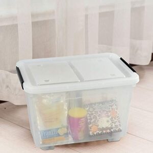 Dehouse 30 L Clear Large Storage Box, 4-Pack Plastic Storage Bins with Lids and Wheels