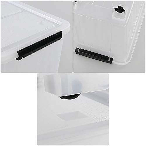 Dehouse 30 L Clear Large Storage Box, 4-Pack Plastic Storage Bins with Lids and Wheels