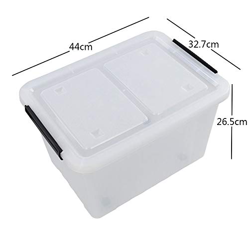 Dehouse 30 L Clear Large Storage Box, 4-Pack Plastic Storage Bins with Lids and Wheels