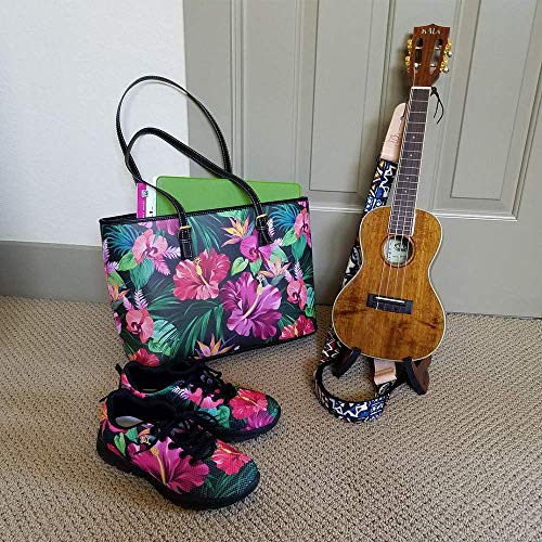 FKELYI Hawaiian Style Hibiscus Floral Handbag for Women Luxury Top-Handle Bag with Long Wallets Set,Waterproof Shoulder Totes Ladies Girls Gift