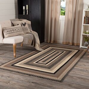 vhc brands jute area rug with non-skid pad, rectangular, black & tan, 60×96