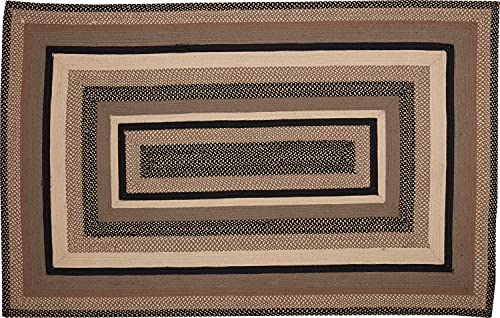 VHC Brands Jute Area Rug with Non-Skid Pad, Rectangular, Black & Tan, 60x96