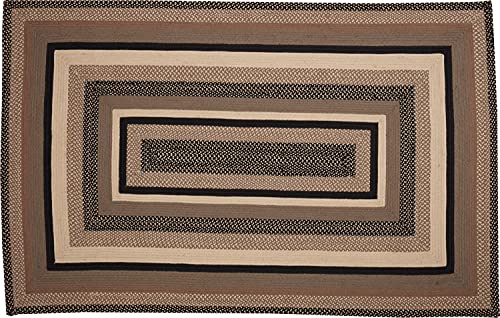 VHC Brands Jute Area Rug with Non-Skid Pad, Rectangular, Black & Tan, 60x96