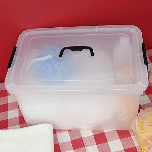 Xowine 4-Pack 18 L Plastic Storage Box, Clear Latch Storage Bin with Lid